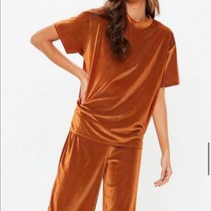 Bronze Velvet Pleaded Shirt & Pants